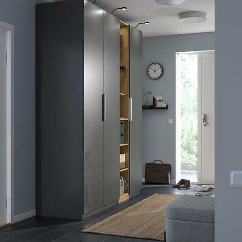 PAX / FORSAND Wardrobe combination, dark grey dark grey/oak effect, 185x60x236 cm