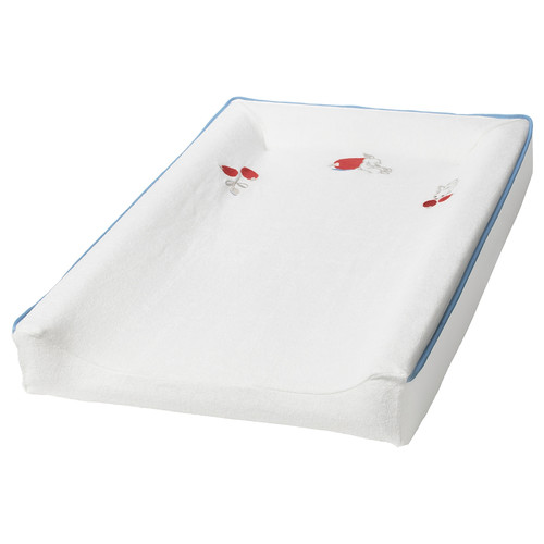 VÄDRA Cover for babycare mat, rabbit pattern, white, 48x74 cm