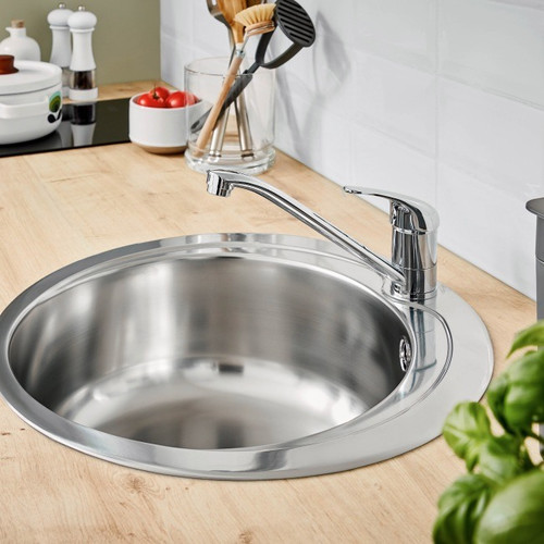 Steel Kitchen Sink Quimby 1 Bowl, polished