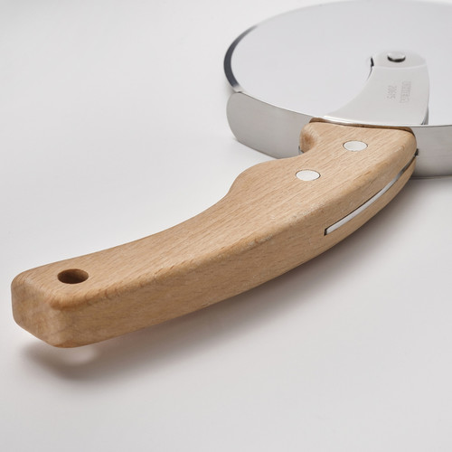 GRILLTIDER Pizza cutter, stainless steel/beech, 22 cm
