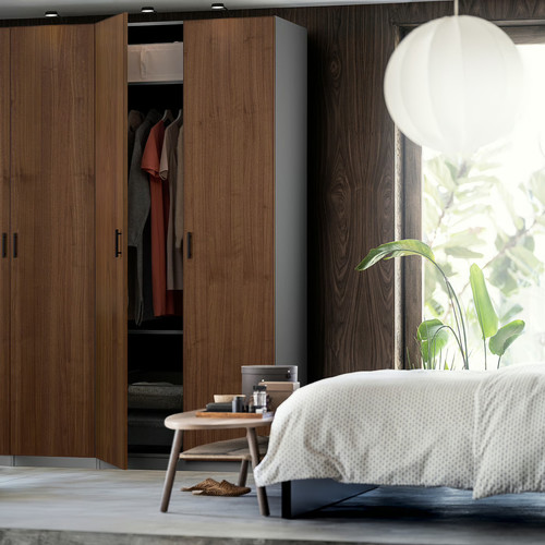 BJÖRNESKOGEN Door with hinges, walnut veneer, 50x195 cm