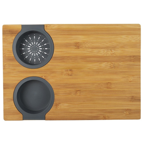 Bamboo Chopping Board with Silicone Containers