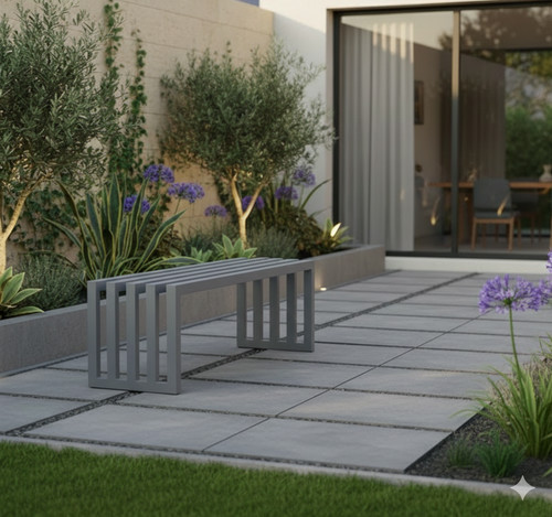 Architectural Modern Garden Bench 140cm, grey