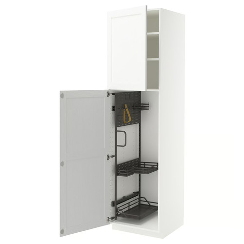 METOD High cabinet with cleaning interior, white Enköping/white wood effect, 60x60x220 cm