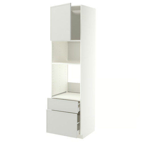 METOD / MAXIMERA High cabinet f built-in appliances, white/Aspudden light grey, 60x60x220 cm