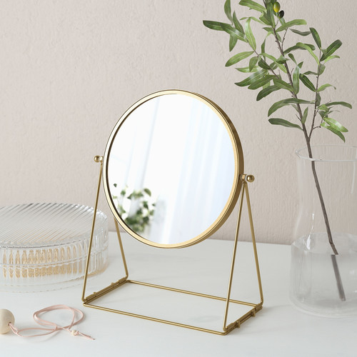 LASSBYN Table mirror, gold-colour, 17 cm