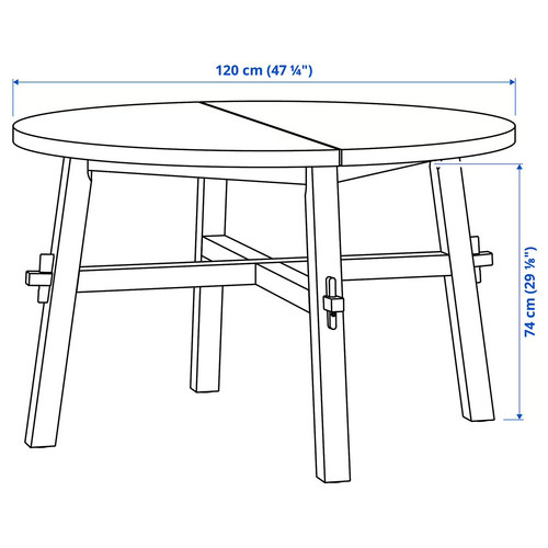 SKOGSTA Dining table, acacia/black, 120 cm