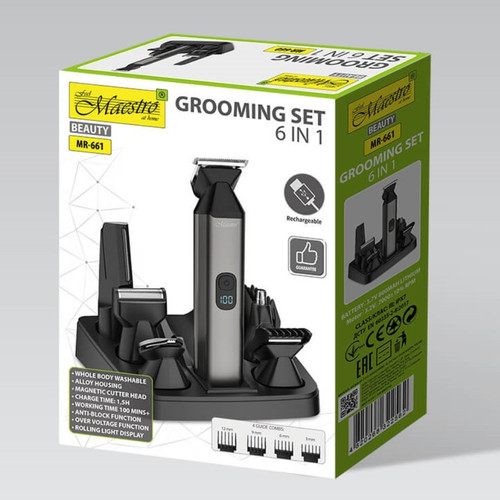 Feel Maestro 6-in-1 USB Rechargeable Hair & Body Grooming Set MR-661