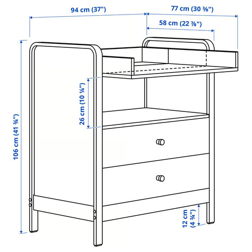 ÄLSKVÄRD Changing table/chest of drawers, birch/white