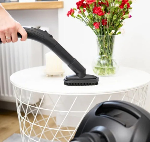 MPM MOD-54 Bagged Cylinder Vacuum Cleaner, Black/Red
