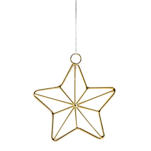 Christmas Hanging Decoration Star 8 cm, metal, gold