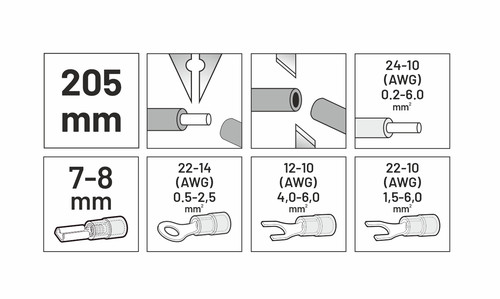 AW Automatic Multi-Functional Stripping & Crimping Pliers 205mm