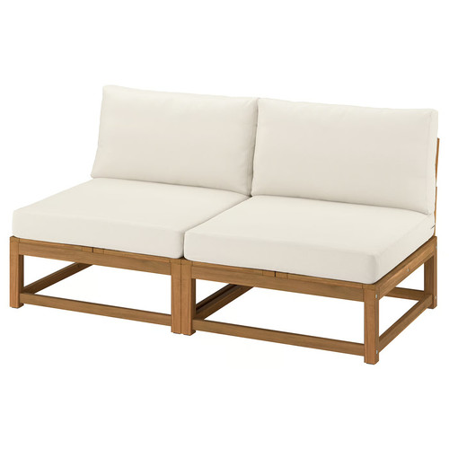 NÄMMARÖ 2-seat modular sofa, outdoor light brown stained/Frösön/Duvholmen beige, 162 cm
