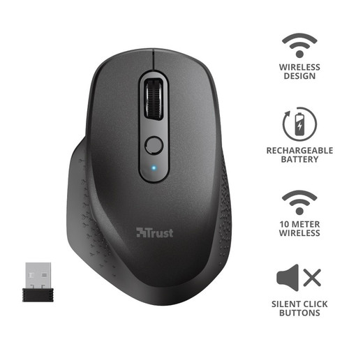 Trust Rechargeable Optical Wireless Mouse OZAA, black