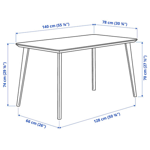 LISABO Table, black, 140x78 cm