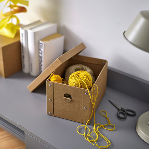 GÄRDESGÅRD Storage box with lid, natural, 18x25x16 cm
