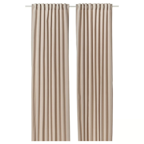 SANELA Curtains, 1 pair, light beige, 140x300 cm