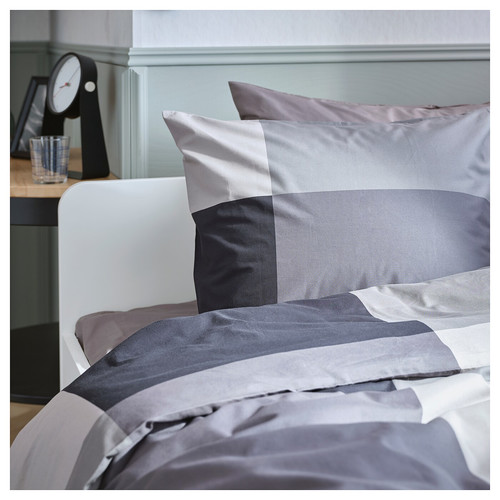 BRUNKRISSLA Duvet cover and pillowcase, black, 150x200/50x60 cm