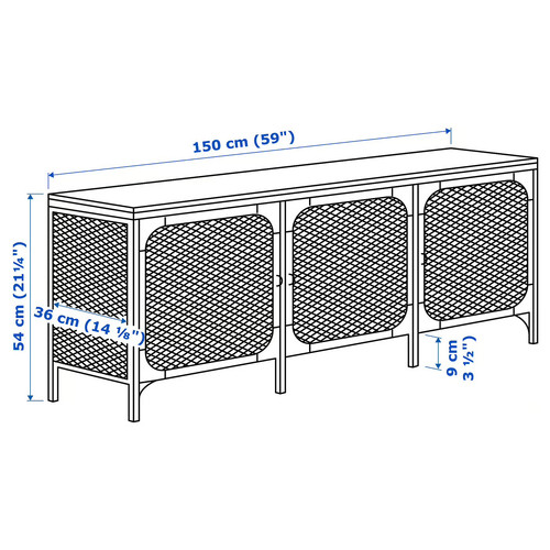 FJÄLLBO TV unit, black, 150x36x54 cm