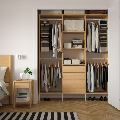 PURRPINGLA Hanging storage w 6 compartments, textile/beige, 22x34x80 cm