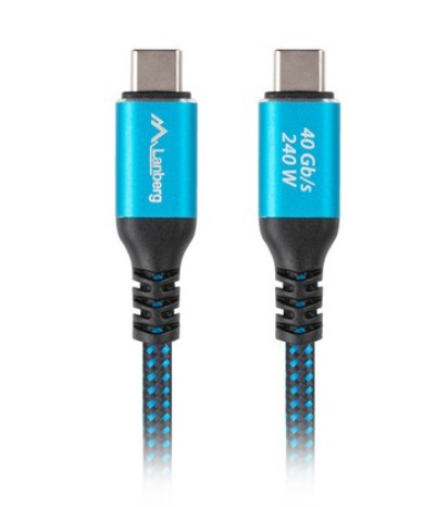 LANBERG USB Cable USB-C M/M USB4 1.5M 240W 60HZ, black-blue