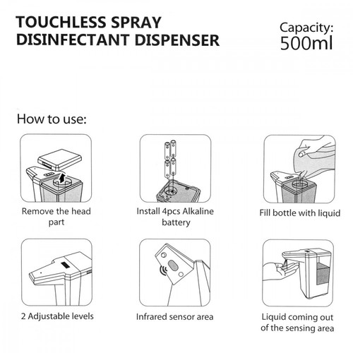 Touchless Spray Disinfectant Dispenser 500ml