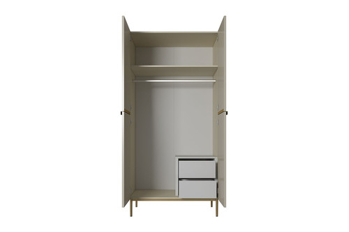 Wardrobe Nicole with Drawer Unit 100 cm, cashmere, gold legs