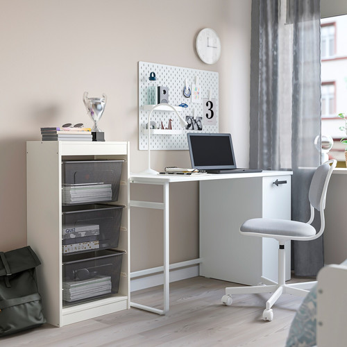 TROFAST Storage combination with boxes, white/dark grey, 46x30x94 cm