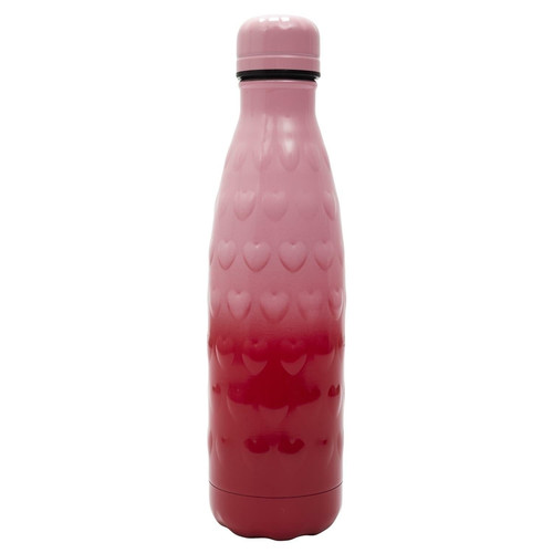 Water Bottle 500ml, hearts, pink-red