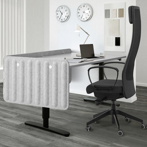 EILIF Screen for desk, grey, 160x48 cm