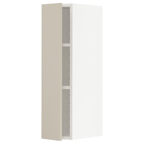 METOD Wall cabinet with shelves, white/Havstorp beige, 20x80 cm