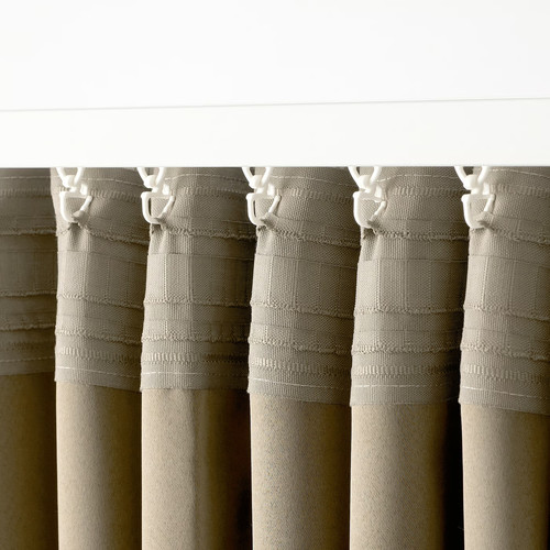 HÄCKBERBERIS Room darkening curtains, 1 pair, beige, 145x300 cm