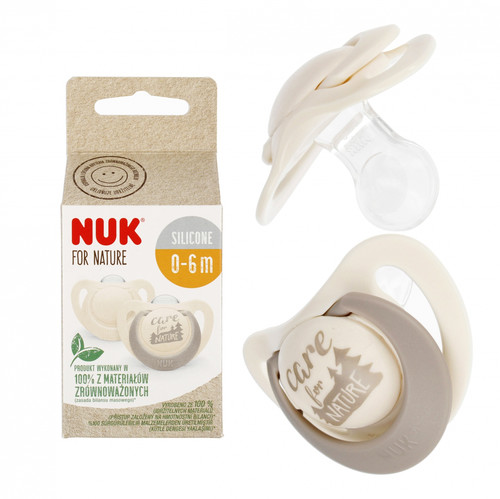 NUK Soother Pacifier For Nature 2pcs 0-6m, grey