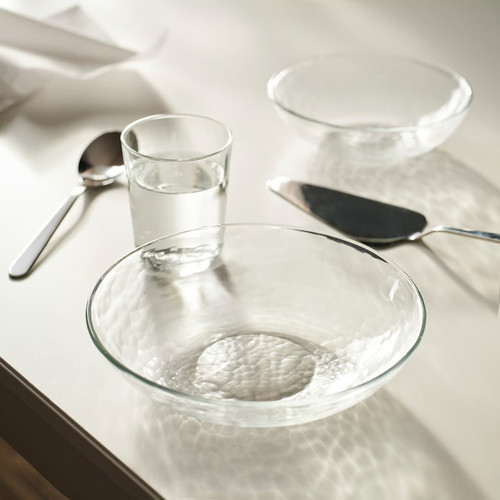 STRANDKRABBA Deep plate, glass/transparent, 19 cm