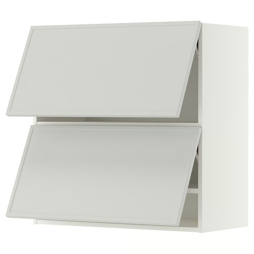 METOD Wall cabinet horizontal w 2 doors, white/Aspudden light grey, 80x80 cm