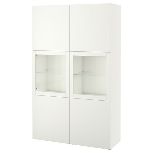BESTÅ Storage combination w/glass doors, white, Lappviken white, clear glass, 120x40x192 cm