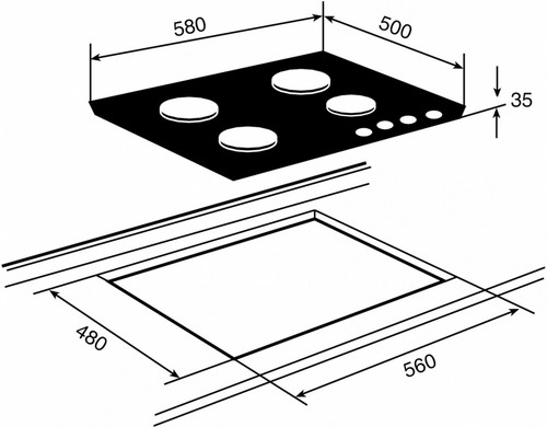 TEKA Gas Hob ER 60 4G AI AL