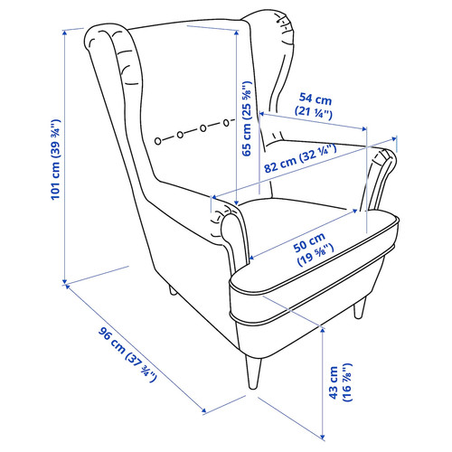 STRANDMON Wing chair, Vibberbo black/beige