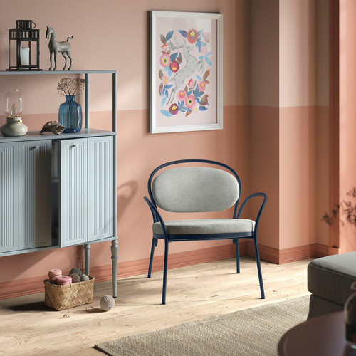 ISMANTORP Armchair, metal black-blue/Tibbleby beige-grey