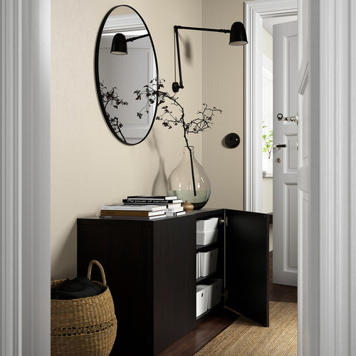 BESTÅ Storage combination with doors, black-brown, Lappviken black-brown, 120x42x65 cm