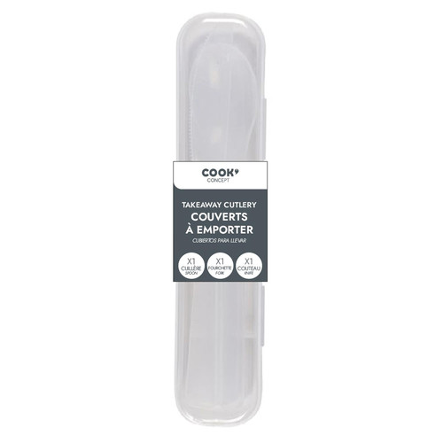 Travel Cutlery Set with Case, white