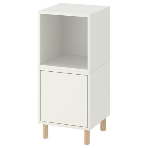EKET Cabinet combination with legs, white/wood, 35x35x80 cm