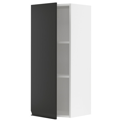 METOD Wall cabinet with shelves, white/Upplöv matt anthracite, 40x100 cm