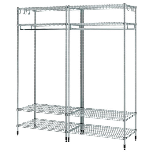 OMAR Shelving unit with clothes rail, galvanised, 186x50x201 cm