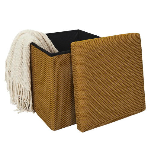 Folding Storage Pouffe Vels Atom, yellow