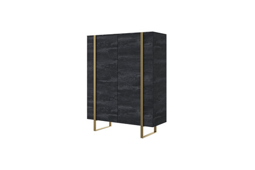 Two-Door Cabinet Verica 120 cm, charcoal/gold legs