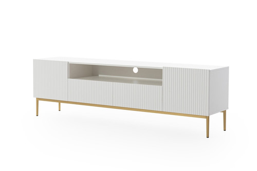 TV Cabinet Nicole 200 cm, matt white, gold legs