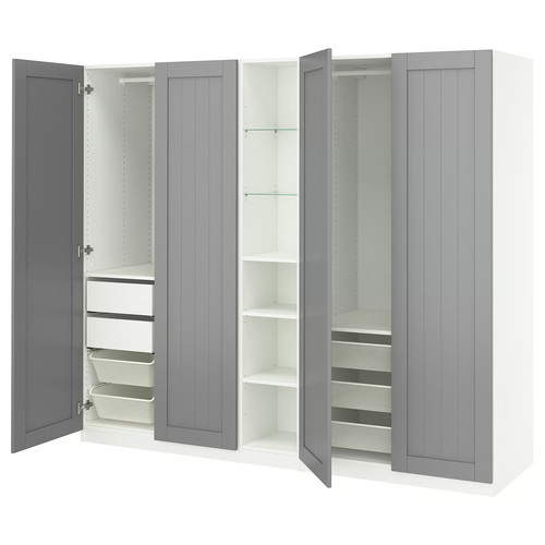 PAX / GULLABERG Wardrobe combination, grey grey/white, 235x60x201 cm