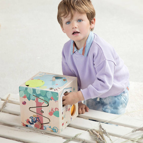 LILLIPUTIENS Wooden Activity Cube - Farm 12m+