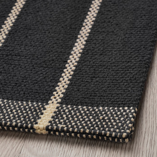 RIDSTIG Rug, flatwoven, grey/off-white, 80x180 cm